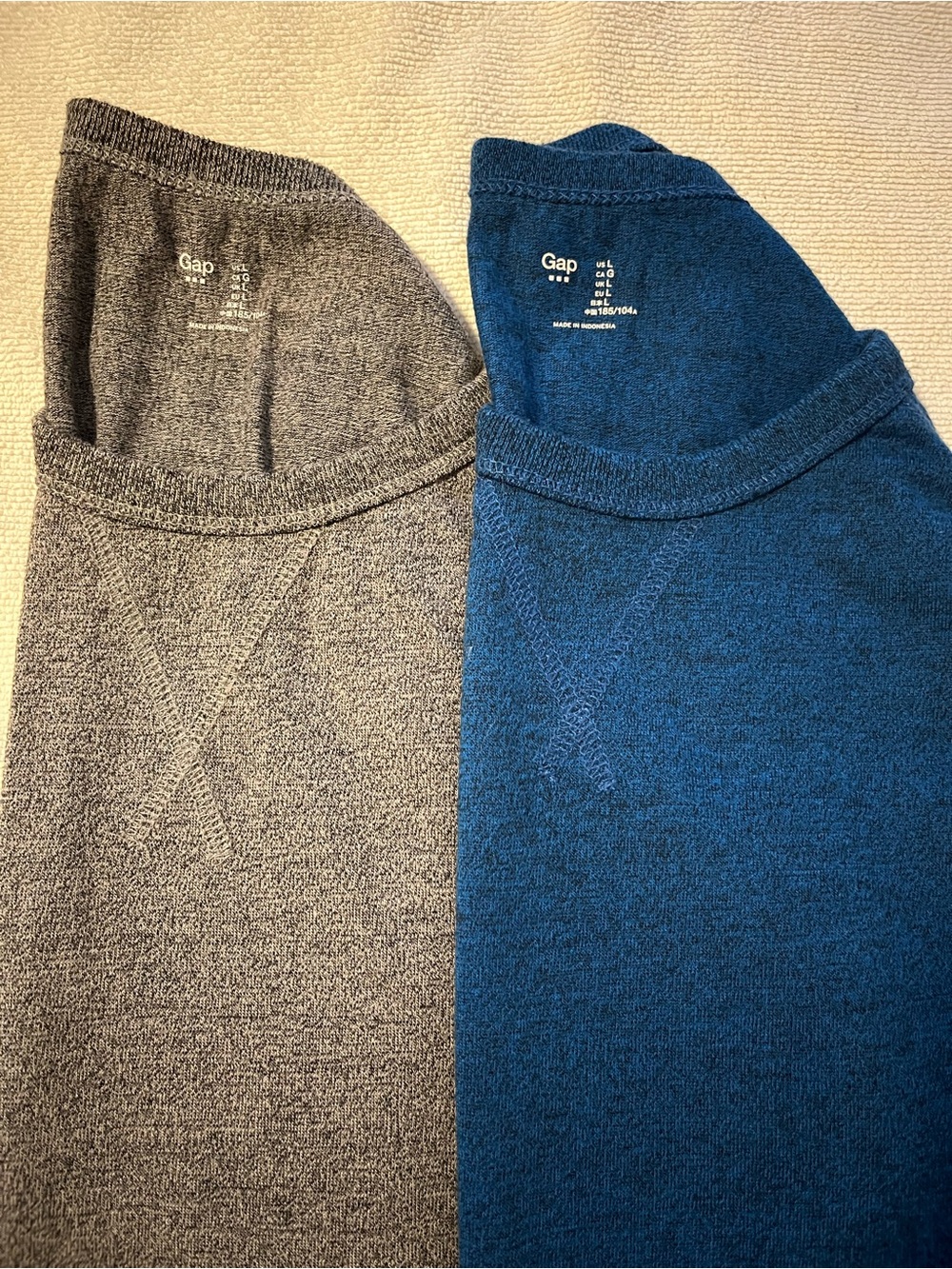 GAP Men's Crewneck Sweaters — Gray and Blue Twin Pack